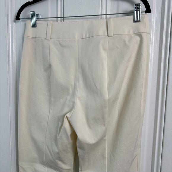 Club Monaco Pants Womens 6 White Flare Boho Disco Zip Fly High Rise Crop Trouser - Picture 5 of 7